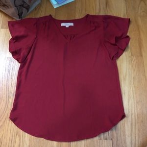 💥FINAL DAY  XS Red Loft flutter sleeve top